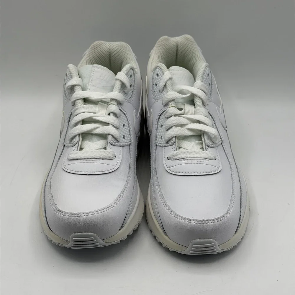 Kids Nike Air Max 90 LTR CD6864-100 Triple White Size‎ 7Y Leather Air Shoes